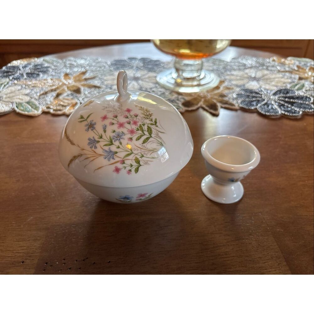 Limoges France Sugar Bowl and Egg Holder